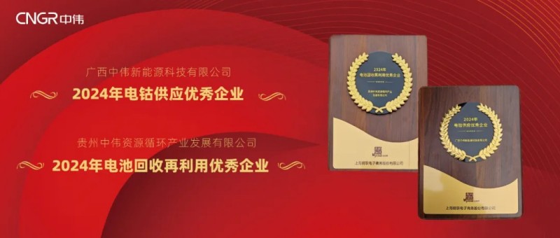 中伟股份荣获Mysteel2024“电钴供应优秀企业”与“电池回收再利用优秀企业”